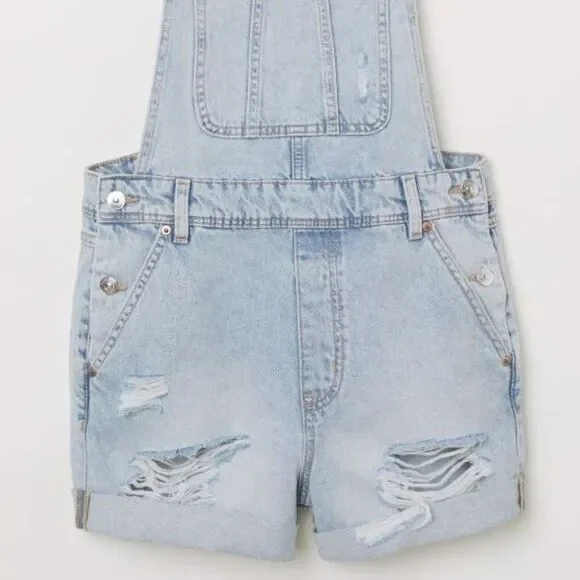 H&M Devided Denim Dungarees/Short Overalls Size 2 - Picture 3 of 11